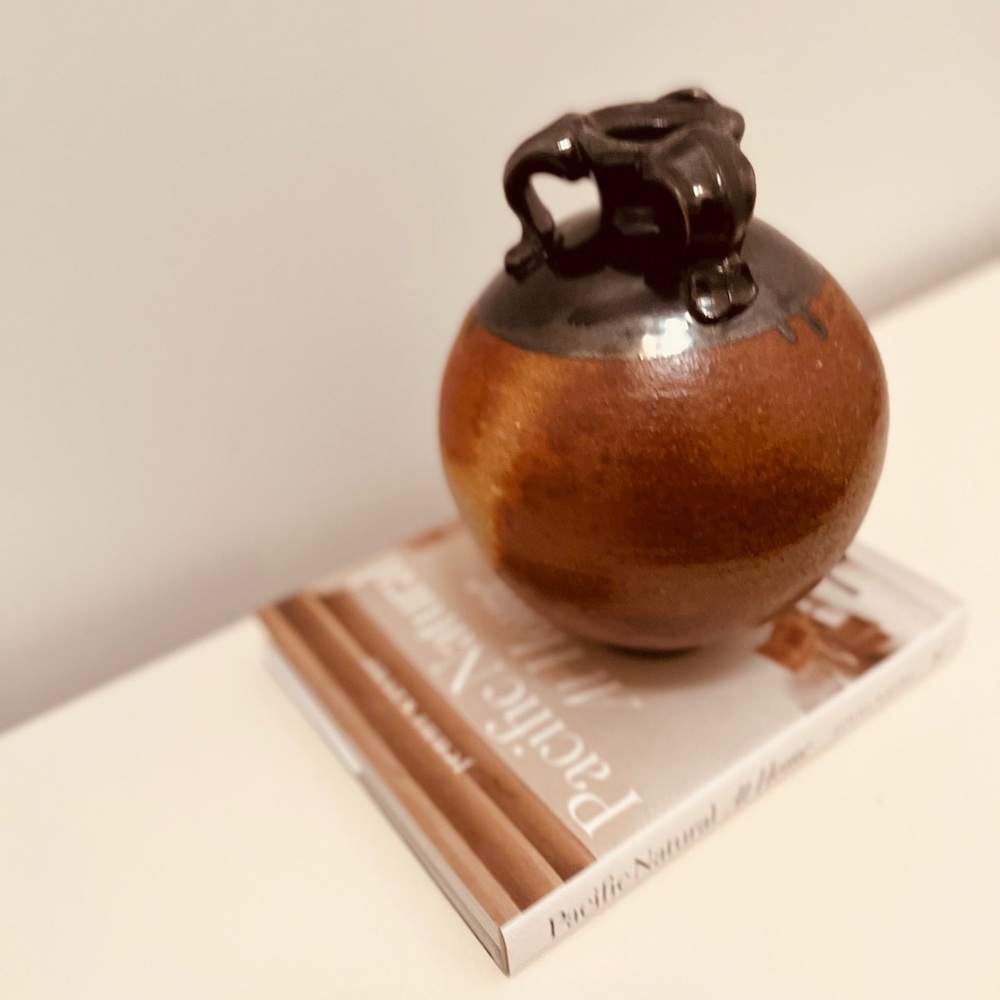 GORGEOUS VINTAGE HANDMADE STUDIO POTTERY TWO TONE VASE WITH DRIP GLAZING - EUC - Picture 7 of 12